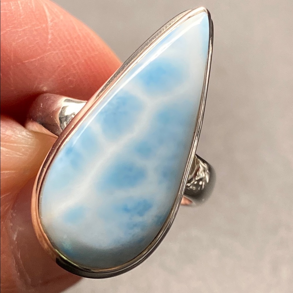 Larimar Ring Size 6 In Solid Sterling Silver 925 - image 1